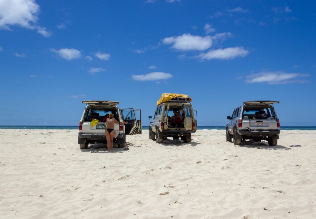 cars on the beach Australia
